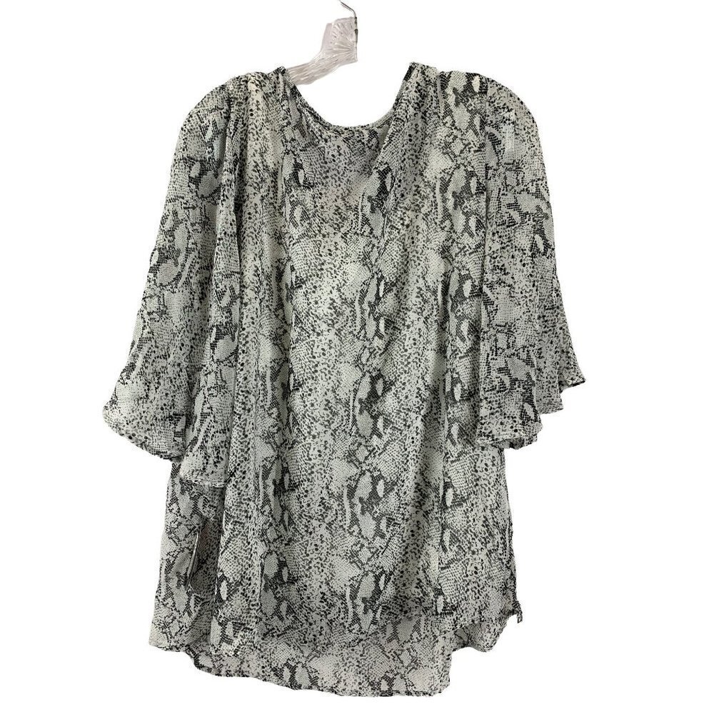 IN Studio Women’s Snake Print Shear Blouse - Picture 2 of 6